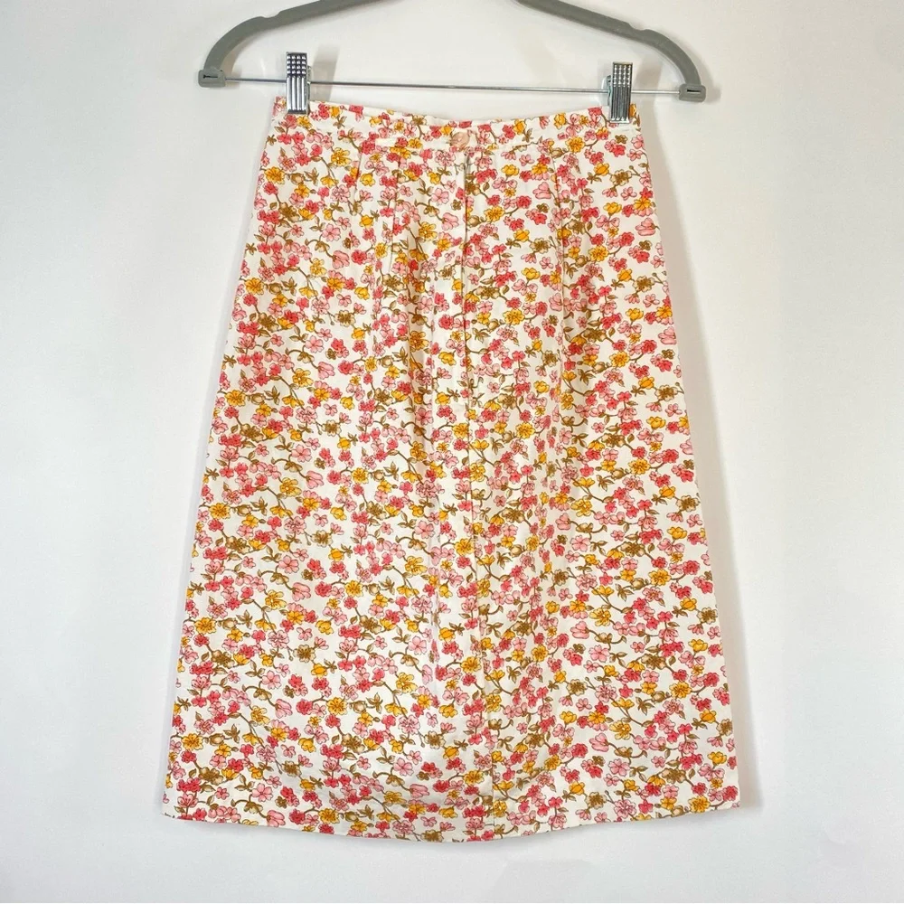 The Weekender Vintage Floral Cotton A-Line Skirt Size XXS Dainty Cottagecore